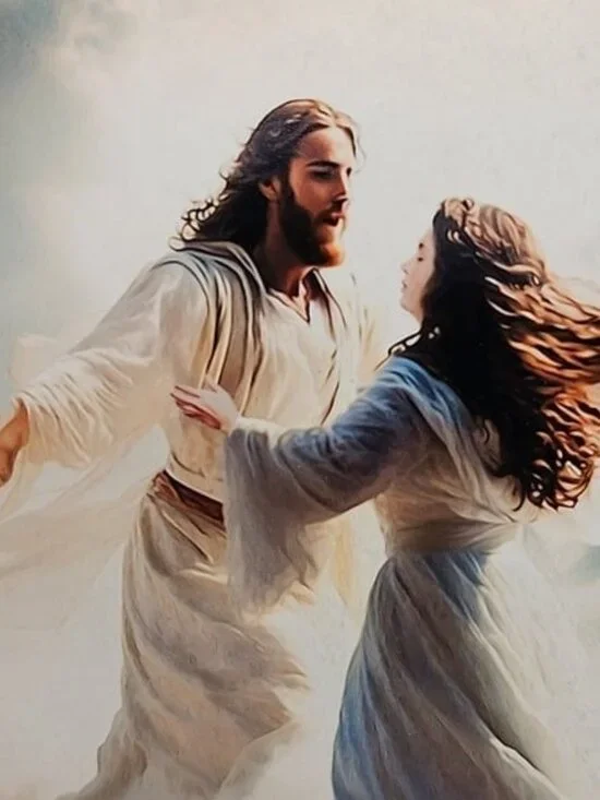 4x4 Jesus in Heaven Wall Art Watercolor Oil Painting Print - Picture 2 of 3